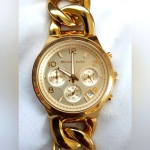 Michael Kors Stainless Steel Chain Band Watch-Gold Colored